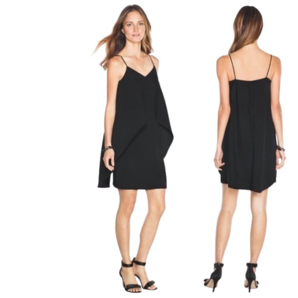 Women's 0 WHBM Cutaway Tiered Slip Dress Black